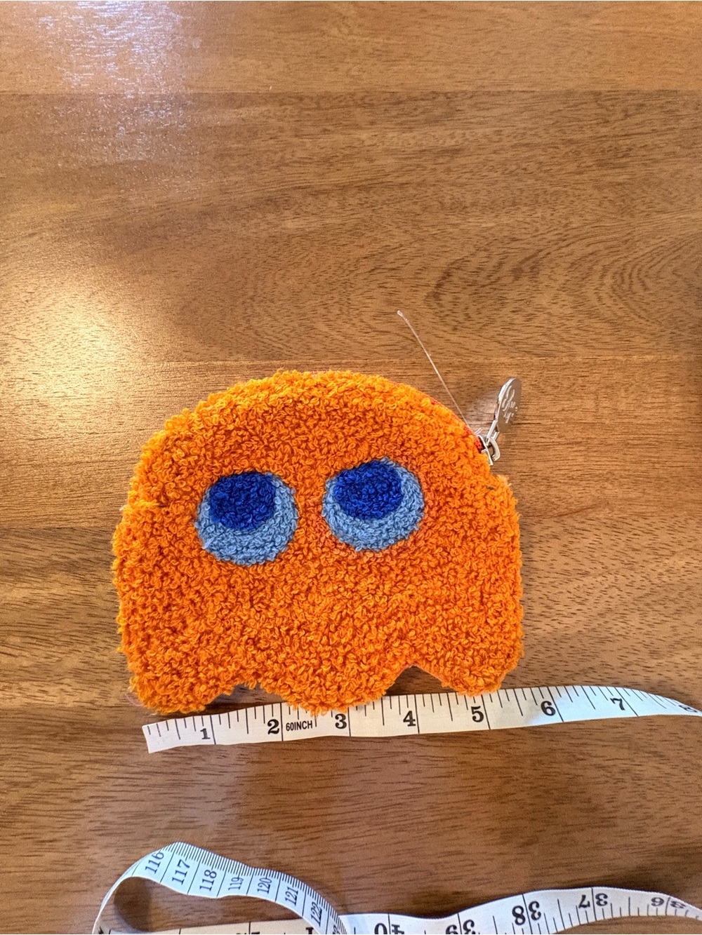 Plush Orange Pac-Man Style Coin Purse with Key Clip